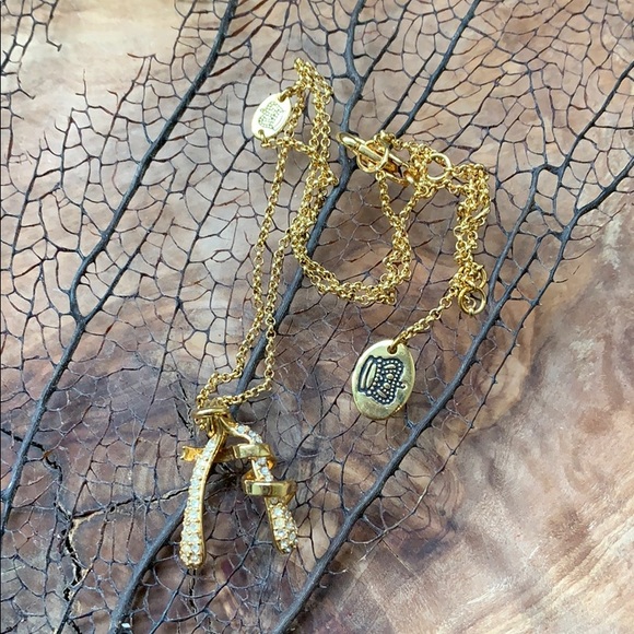 Juicy Couture Gold Rhinestones Wishbone Necklace - Picture 2 of 4